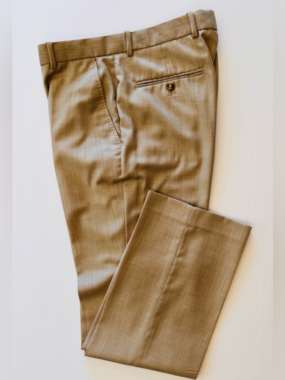 Perry Ellis Mens 30x30 Tan Khaki Dress Pants Flat Front Straight Leg